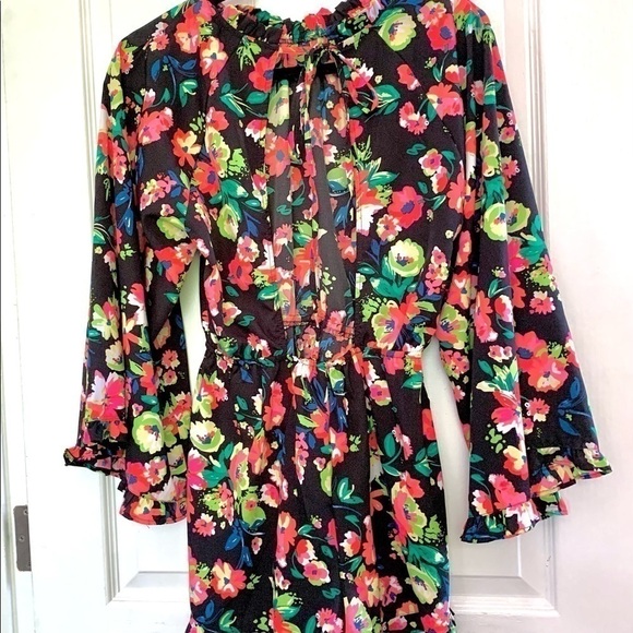 Bohemian Floral Romper Shorts colorful whimsical flowy short shorts Medium NWOT - Picture 5 of 5